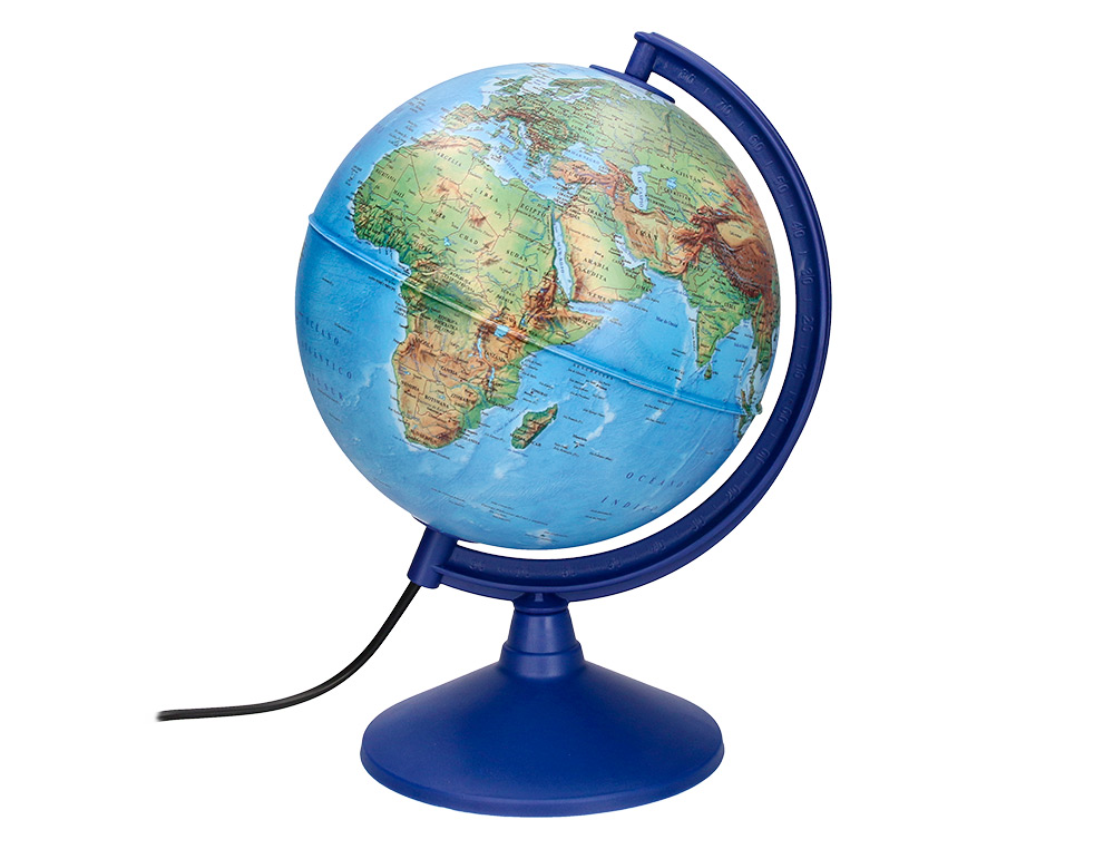GLOBE TERRESTRE LIDERPAPEL LUMINEUX CARTE PHYSIQUE ET    POLITIQUE FR DIAMETRE 20 CM