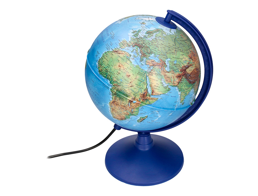 GLOBE TERRESTRE LIDERPAPEL LUMINEUX CARTE PHYSIQUE ET    POLITIQUE FR DIAMETRE 20 CM