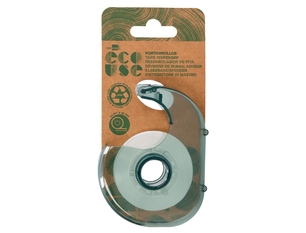 MINI DEVIDOIR LIDERPAPEL ECOUSE 100% PLASTIQUE RECYCLE POUR RUBAN ADHESIF 33 MM X 19 MM