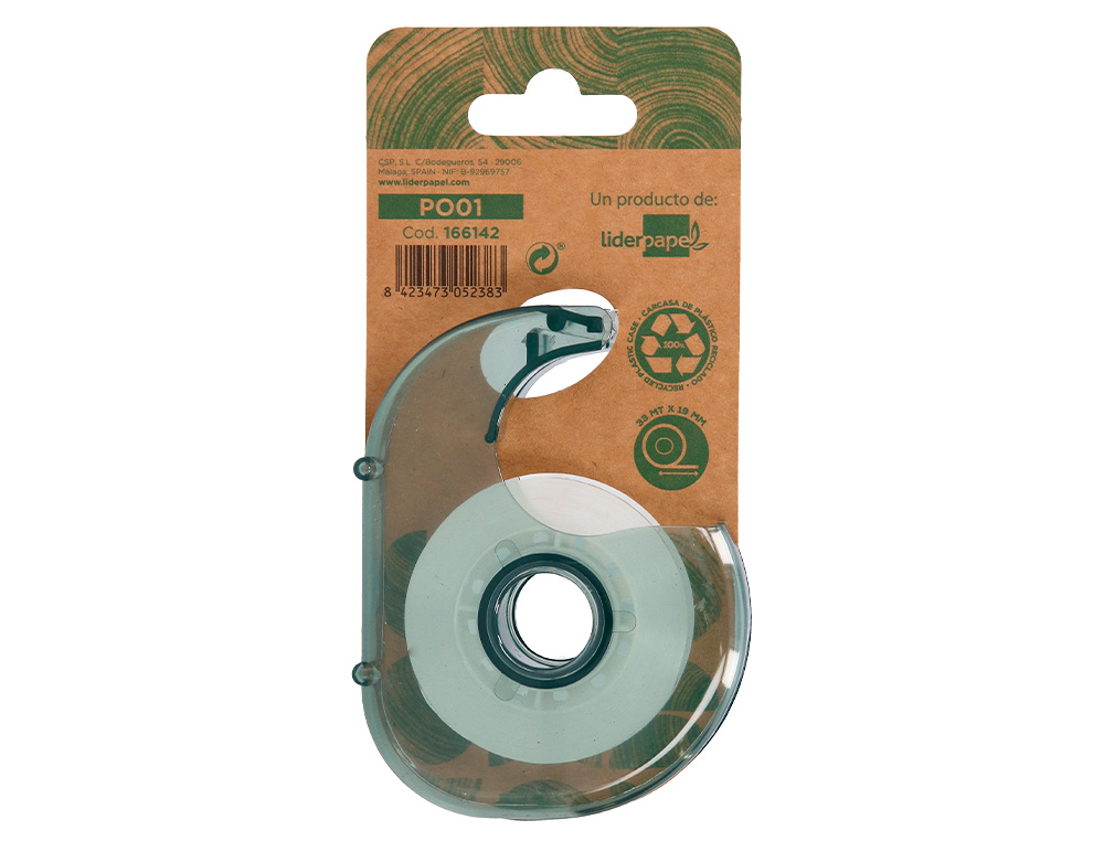 MINI DEVIDOIR LIDERPAPEL ECOUSE 100% PLASTIQUE RECYCLE POUR RUBAN ADHESIF 33 MM X 19 MM