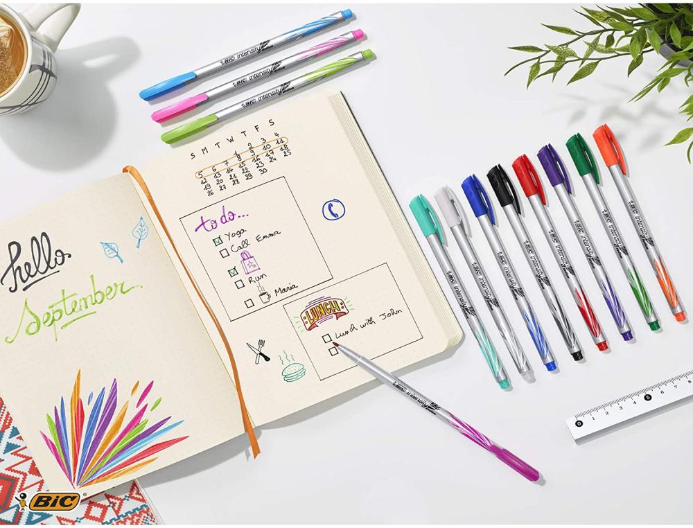 FEUTRE D'ECRITURE BIC INTENSITY POINTE MEDIUM PACK SEMI DURABLE DE 12 UNITES COLORIS ASSORTIS