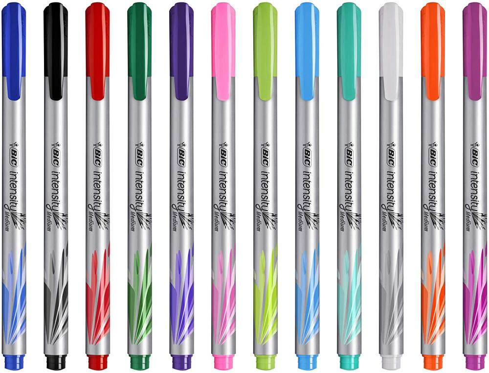 FEUTRE D'ECRITURE BIC INTENSITY POINTE MEDIUM PACK SEMI DURABLE DE 12 UNITES COLORIS ASSORTIS