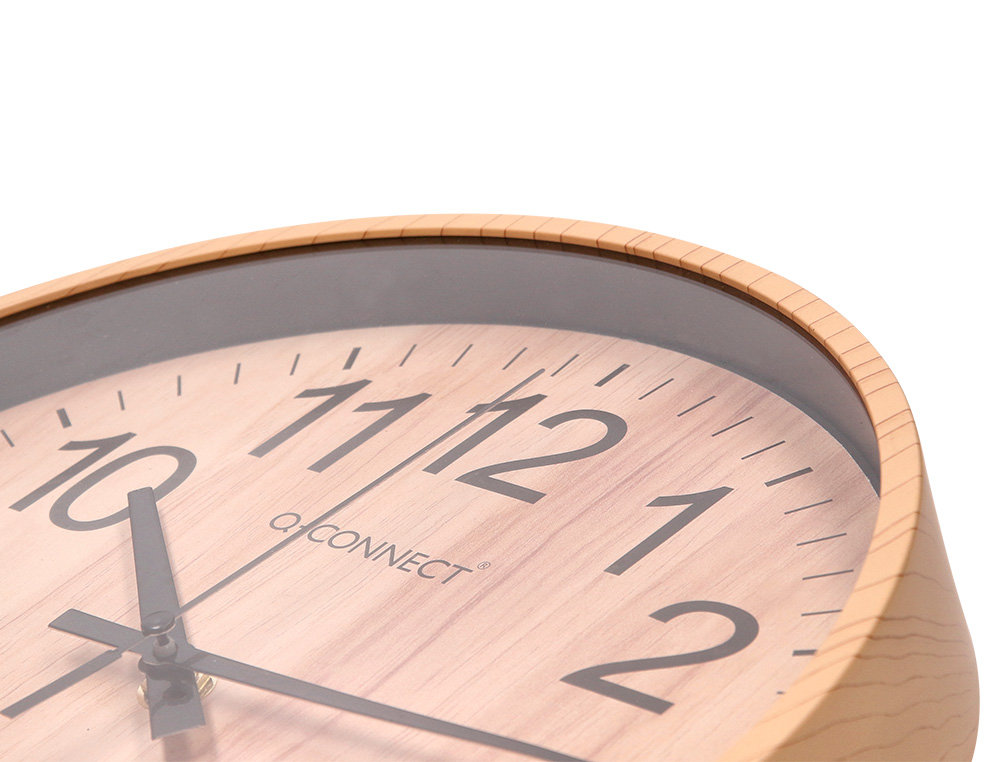 HORLOGE Q-CONNECT MURALE PLASTIQUE RONDE DIAMETRE      25,7CM MECANISME SILENCIEUX   COLORIS BOIS NATUREL