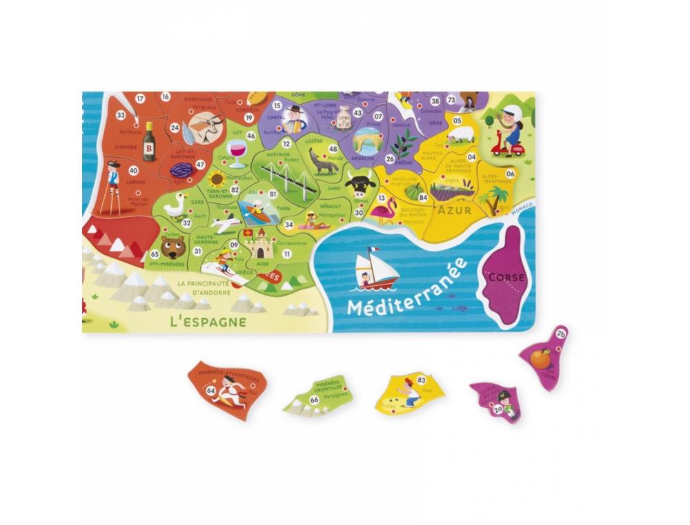 PUZZLE INTERDACTA CARTE DE FRANCE MAGNETIQUE 93 PCS 36X36CM