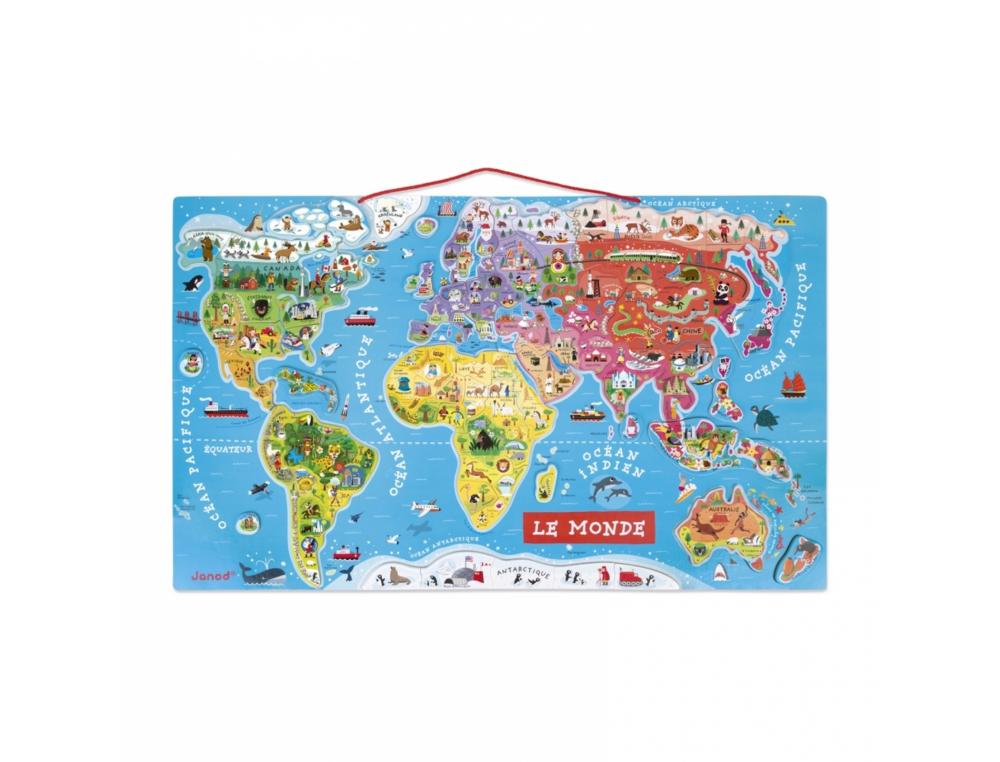 PUZZLE INTERDACTA CARTE DU MONDE MAGNETIQUE 92 PCS 77X46CM