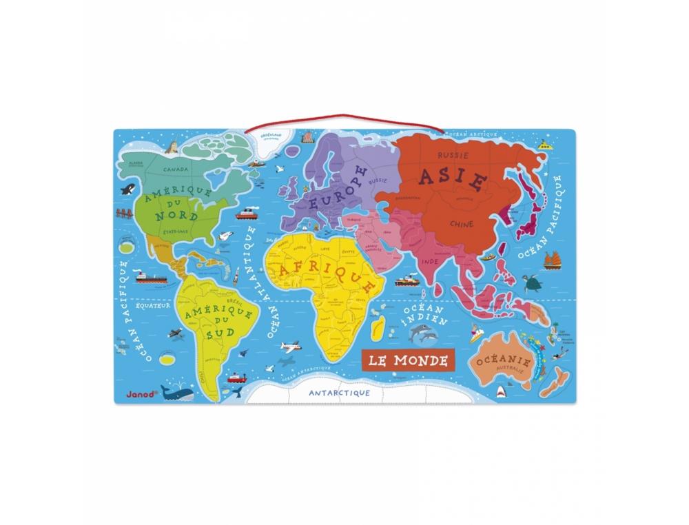 PUZZLE INTERDACTA CARTE DU MONDE MAGNETIQUE 92 PCS 77X46CM