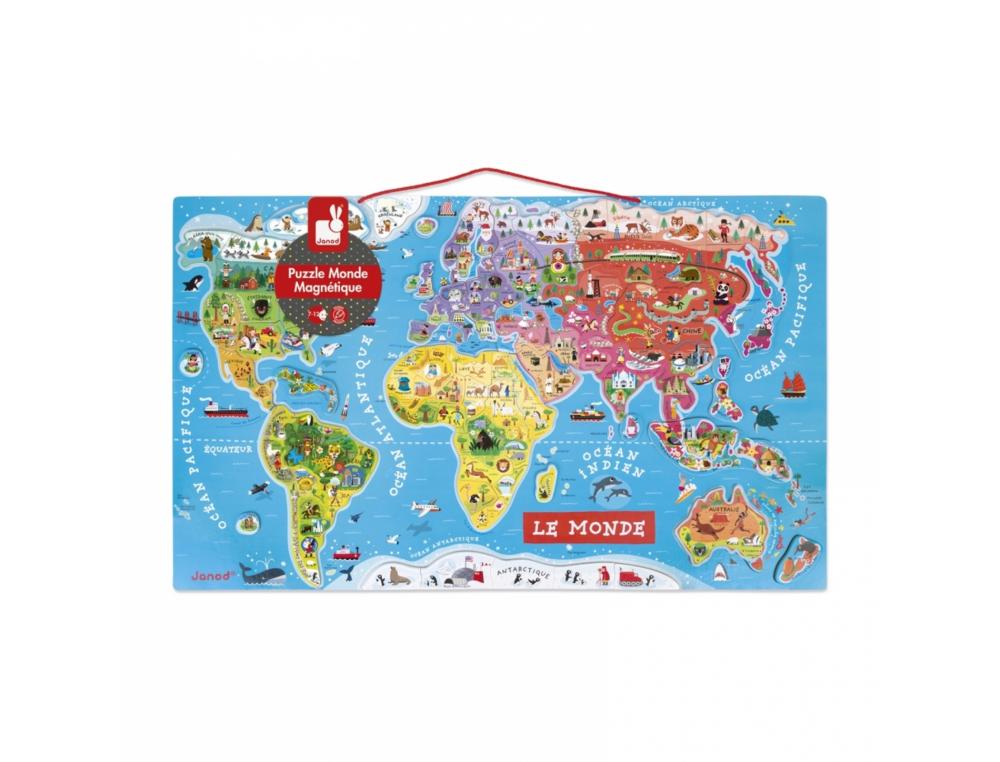 PUZZLE INTERDACTA CARTE DU MONDE MAGNETIQUE 92 PCS 77X46CM