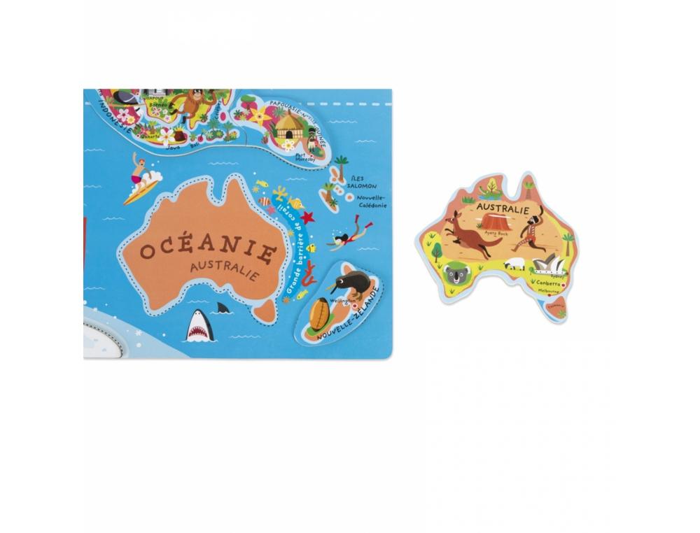 PUZZLE INTERDACTA CARTE DU MONDE MAGNETIQUE 92 PCS 77X46CM