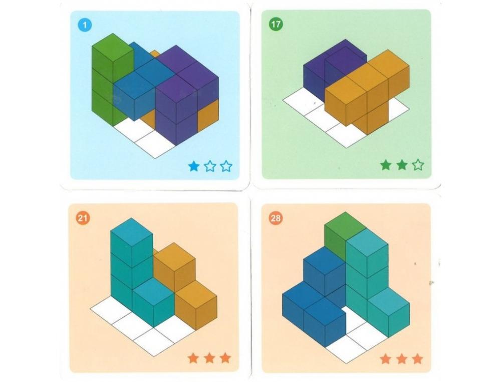 JEU INTERDACTA CUBISSIMO 1 CUBE 7 PIECES BOIS FORMES     BISCORNUES + 30 CARTES DEFIS  + 1 LIVRET INSTRUCTION