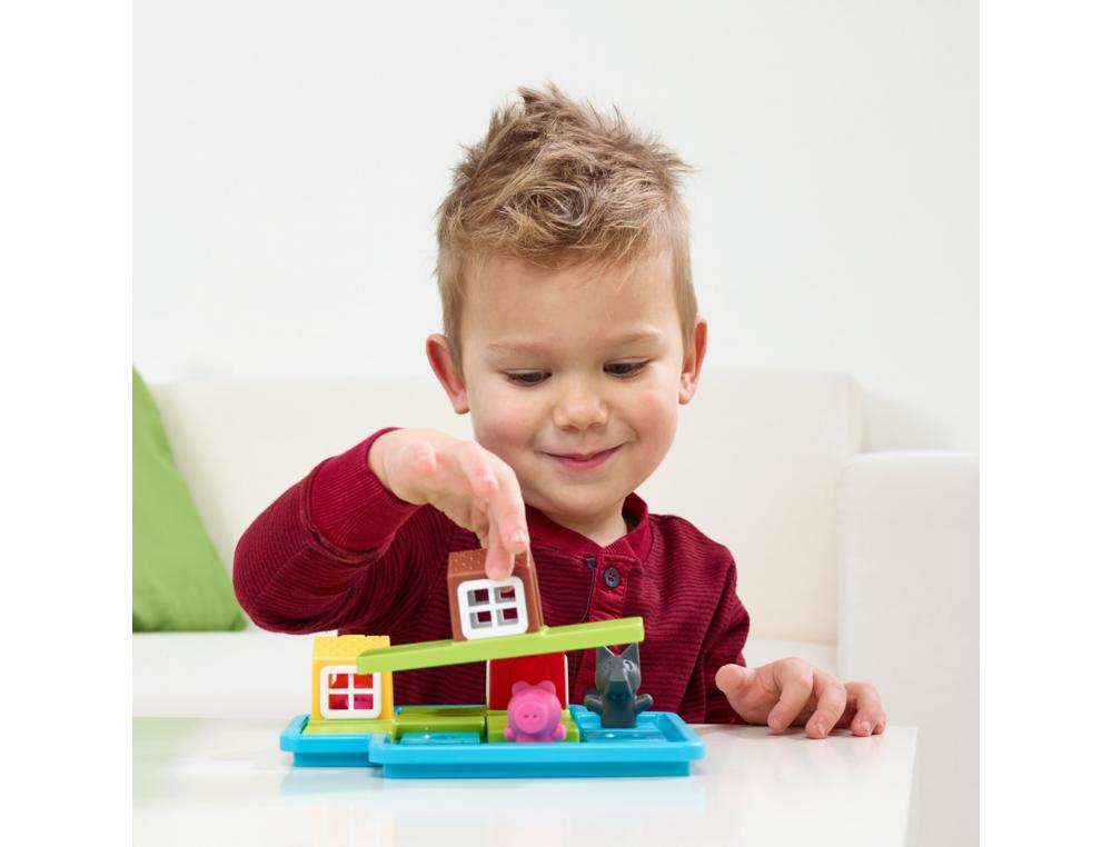 JEU INTERDACTA LES 3 PETITS COCHONS 1 PLATEAU + 3 MAISONS + 3 COCHONS + 1 LOUP + 1      LIVRET + 1 LIVRE AVEC LE