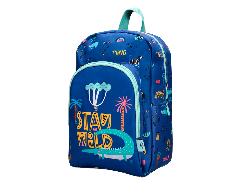 SAC A DOS LIDERPAPEL BABY SAFARI MOTIF COCODRILE 330X100X250MM COLORIS BLEU