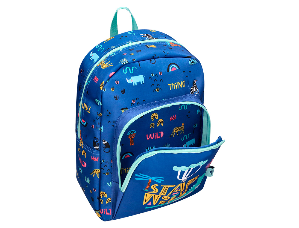 SAC A DOS LIDERPAPEL BABY SAFARI MOTIF COCODRILE 330X100X250MM COLORIS BLEU