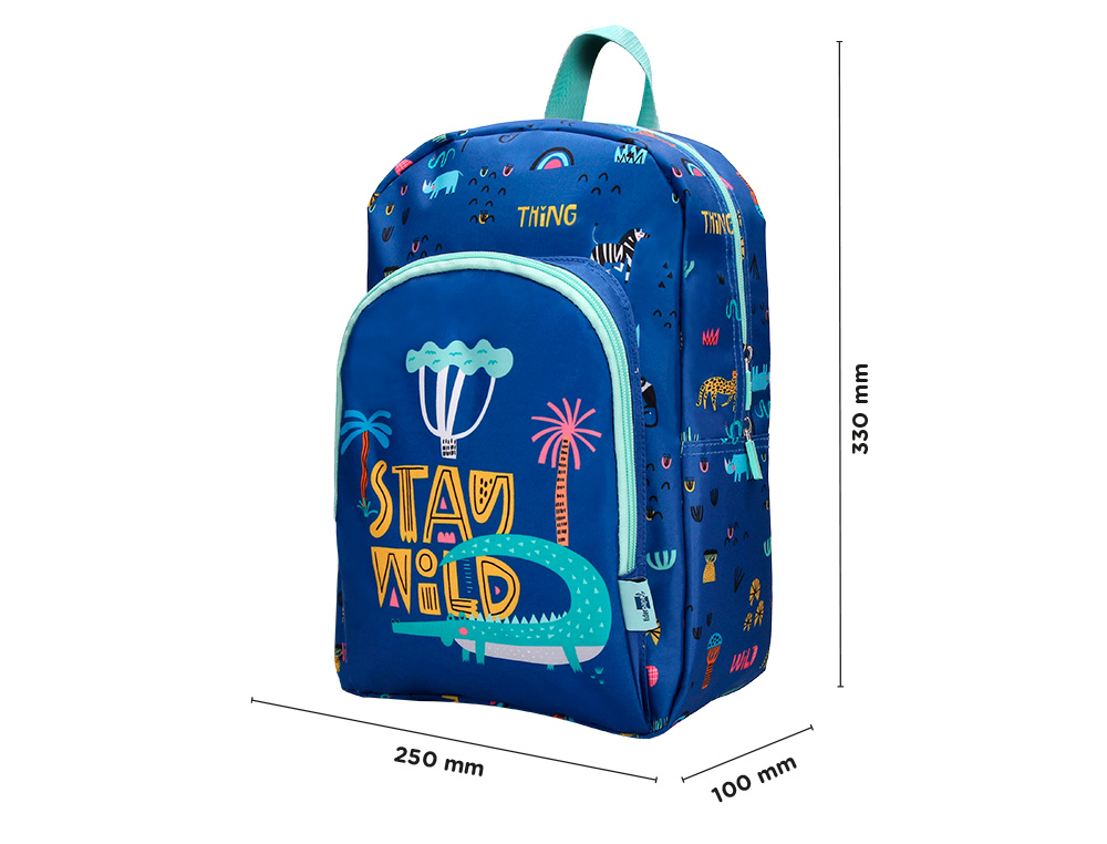 SAC A DOS LIDERPAPEL BABY SAFARI MOTIF COCODRILE 330X100X250MM COLORIS BLEU
