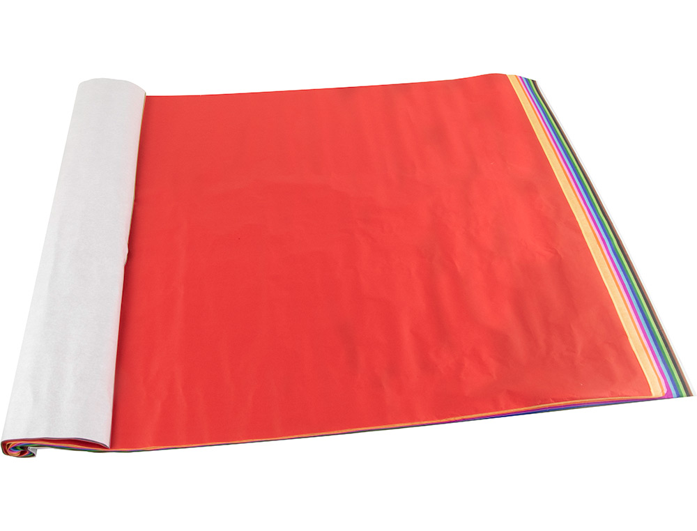 PAPIER DE SOIE LIDERPAPEL 50X75CM 17G/M2 12 COLORIS ASSORTIS ROULEAU 24 FEUILLES