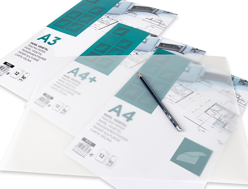 PAPIER CALQUE LIDERPAPEL A3 297X420MM 90G SACHET DE 12 FEUILLES