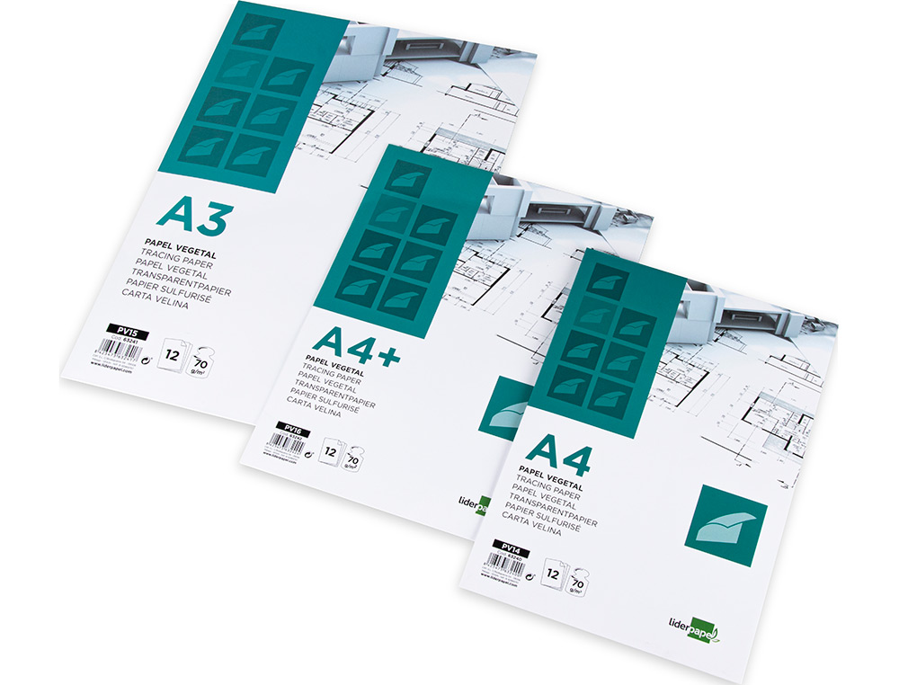 PAPIER CALQUE LIDERPAPEL A3 297X420MM 70G SACHET 12 FEUILLES