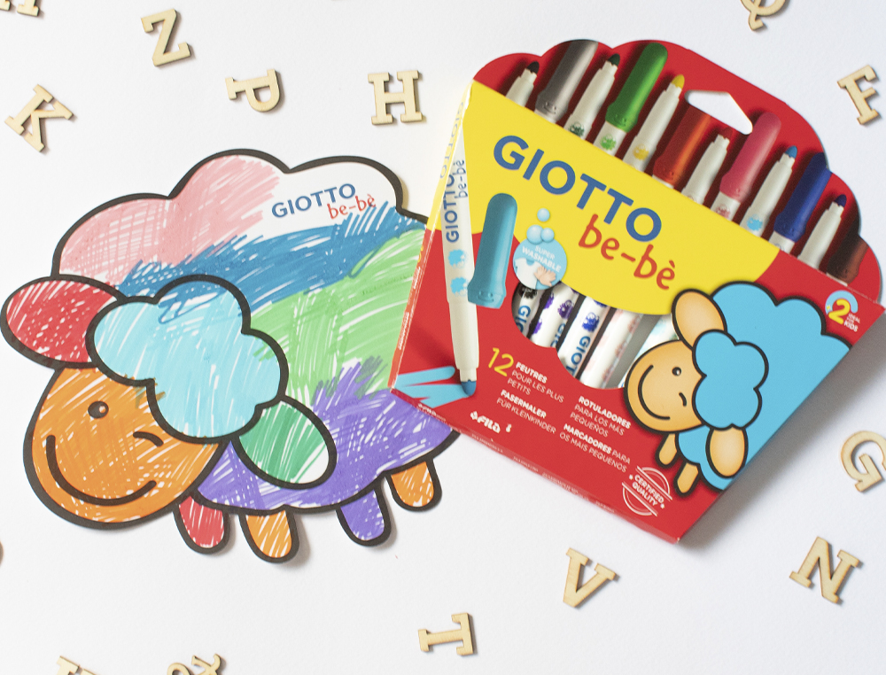 FEUTRE COLORIAGE GIOTTO BE-BÈ LAVABLE CAPUCHON VENTILÉ POINTE BLOQUÉE COLORIS ASSORTIS ÉTUI 12 UNITÉS
