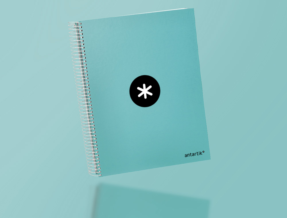 CAHIER SPIRALE LIDERPAPEL ANTARTIK A4 240P 100G REMBORDÉ QUADRILLAGE 5MM MICROPERFORÉ 5 BANDES 4 TROUS COLORIS MENTHE