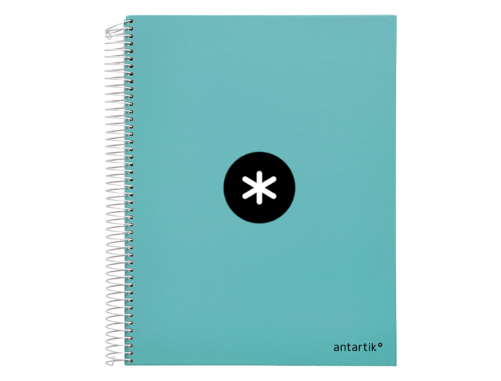 CAHIER SPIRALE LIDERPAPEL ANTARTIK A4 240P 100G REMBORDÉ QUADRILLAGE 5MM MICROPERFORÉ 5 BANDES 4 TROUS COLORIS MENTHE