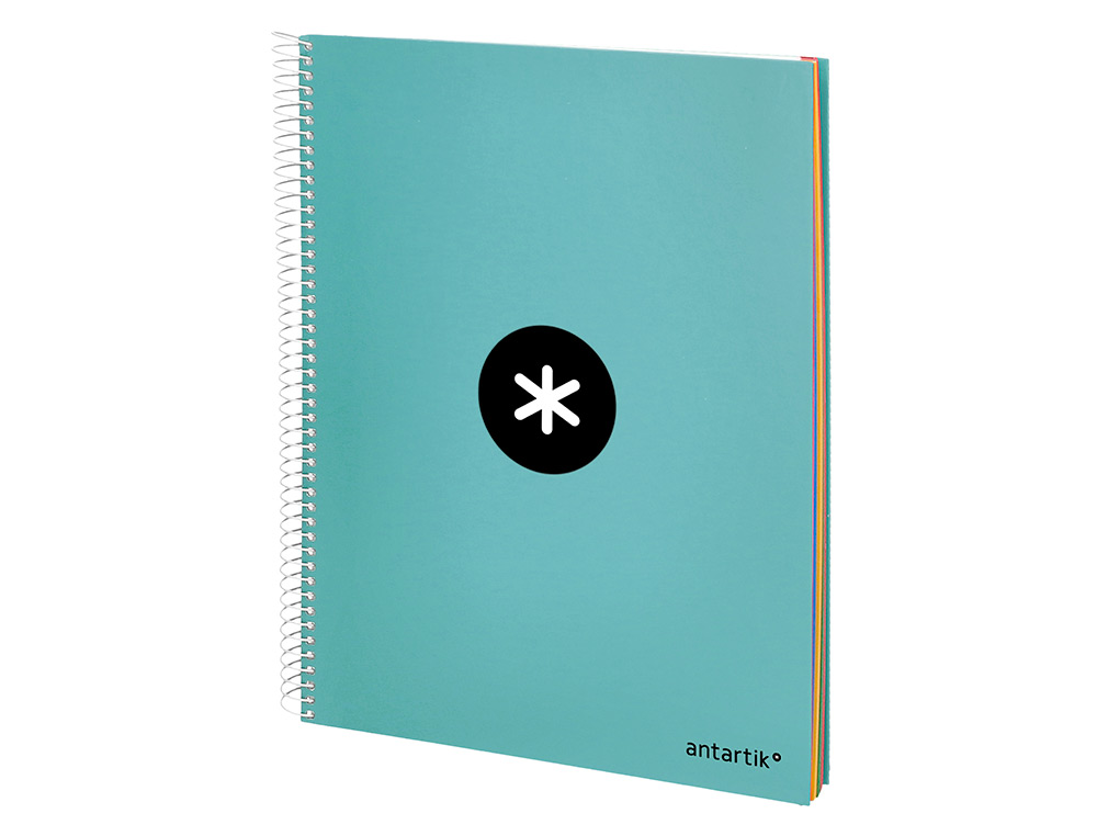 CAHIER SPIRALE LIDERPAPEL ANTARTIK A4 240P 100G REMBORDÉ QUADRILLAGE 5MM MICROPERFORÉ 5 BANDES 4 TROUS COLORIS MENTHE