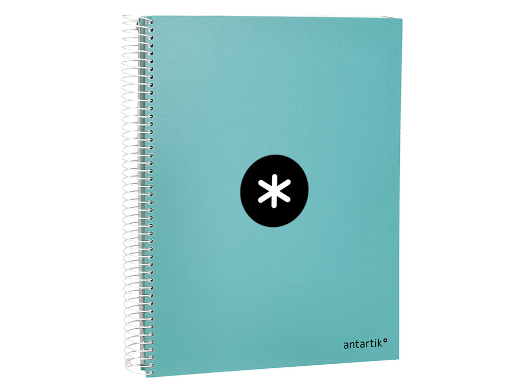 CAHIER SPIRALE LIDERPAPEL ANTARTIK A4 240P 100G REMBORDÉ QUADRILLAGE 5MM MICROPERFORÉ 5 BANDES 4 TROUS COLORIS MENTHE