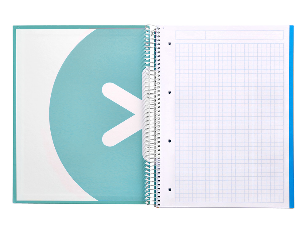 CAHIER SPIRALE LIDERPAPEL ANTARTIK A4 240P 100G REMBORDÉ QUADRILLAGE 5MM MICROPERFORÉ 5 BANDES 4 TROUS COLORIS MENTHE