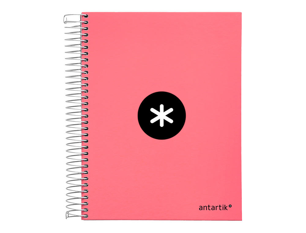 CAHIER SPIRALE ANTARTIK A5 240P 90G REMBORDÉ QUADRILLAGE 5MM MICROPERFORÉ 5 BANDES 6 TROUS COLORIS CORAIL