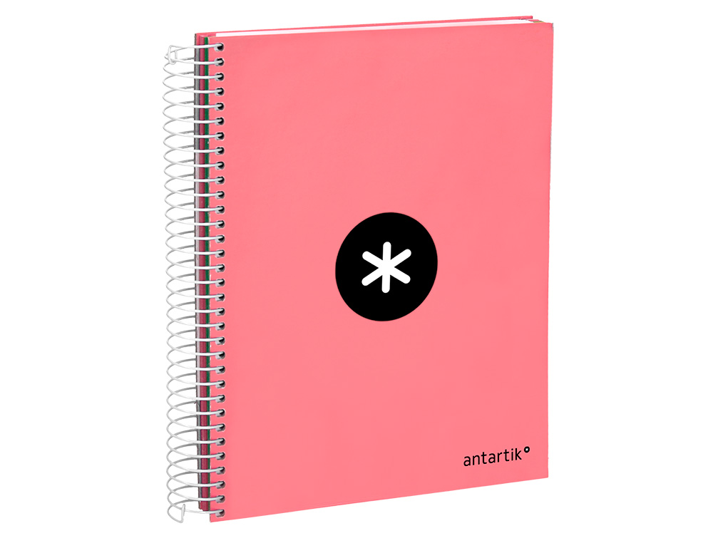 CAHIER SPIRALE ANTARTIK A5 240P 90G REMBORDÉ QUADRILLAGE 5MM MICROPERFORÉ 5 BANDES 6 TROUS COLORIS CORAIL