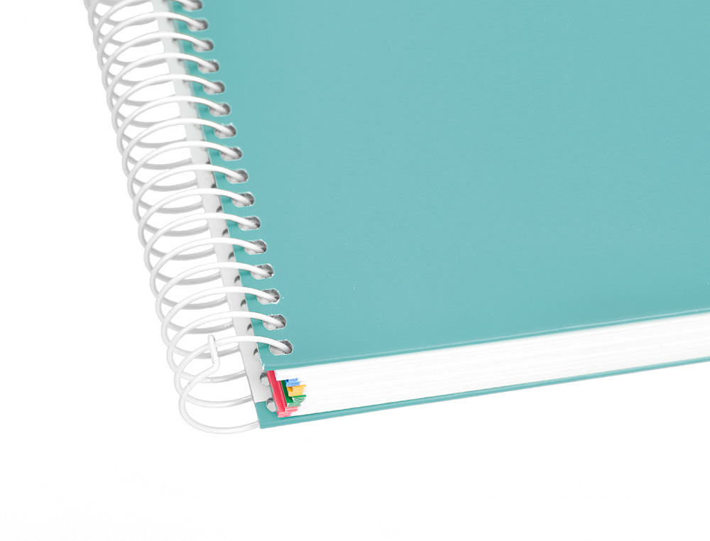 CAHIER SPIRALE ANTARTIK A5 240P 90G REMBORDÉ QUADRILLAGE 5MM MICROPERFORÉ 5 BANDES 6 TROUS COLORIS MENTHE