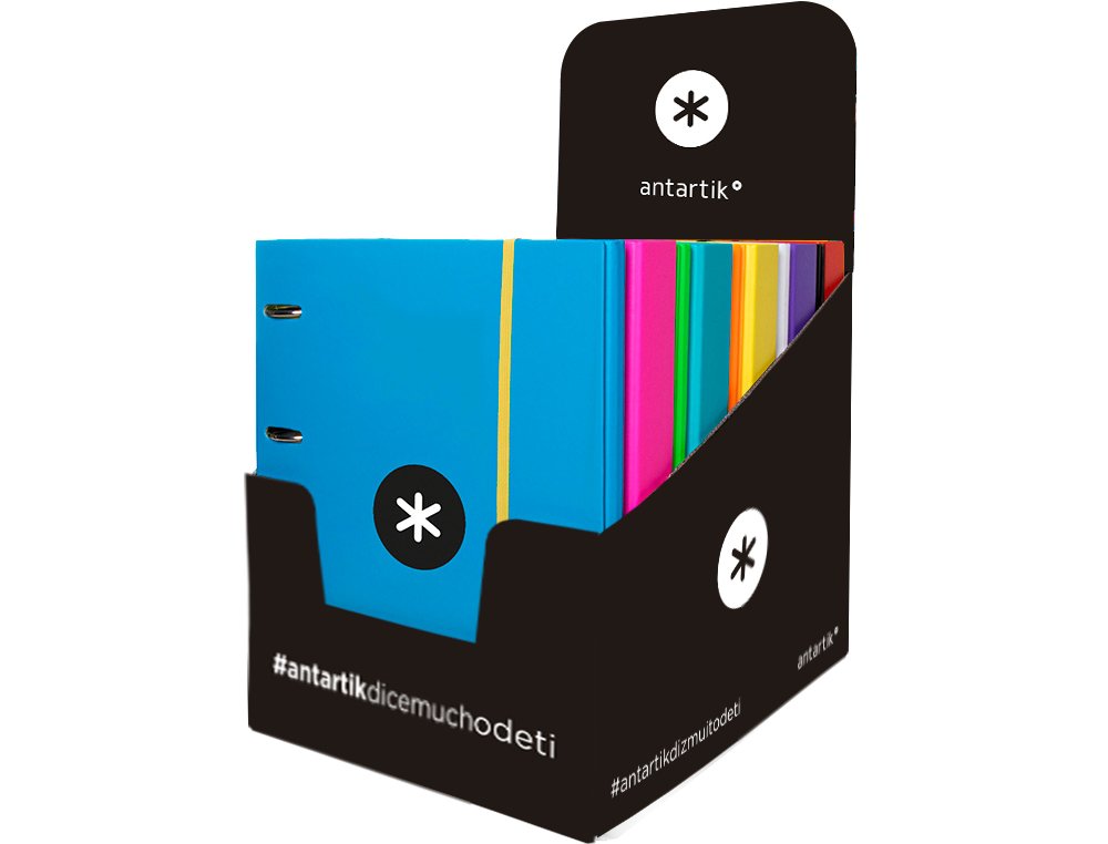 CLASSEUR ANTARTIK 4 ANNEAUX 25MM A4 CARTON REMBORDÉ FEUILLETS MOBILES QUADRILLAGE 5MM COLORIS ASSORTIS