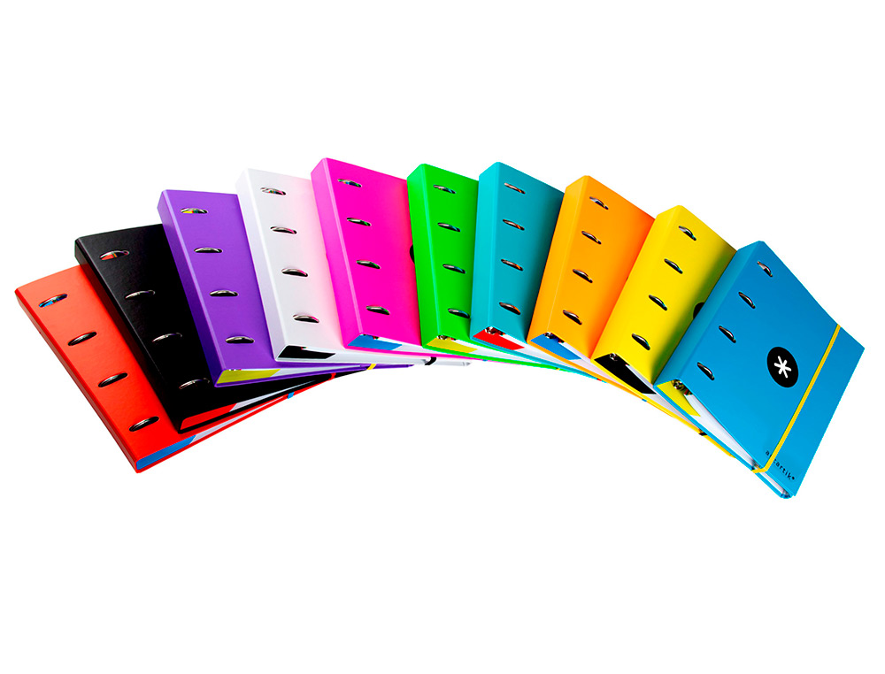 CLASSEUR ANTARTIK 4 ANNEAUX 25MM A4 CARTON REMBORDÉ FEUILLETS MOBILES QUADRILLAGE 5MM COLORIS ASSORTIS