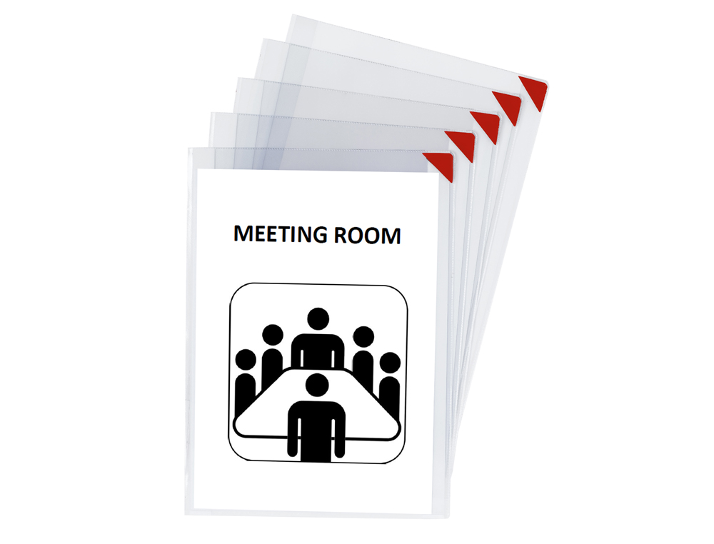 POCHE TARIFOLD KANG  FERMETURE AIMANTE PVC TRANSPARENT ANTIREFLETS 20/100E A4 MURAL DOS REPOSITIONNABLE SACHET 5U