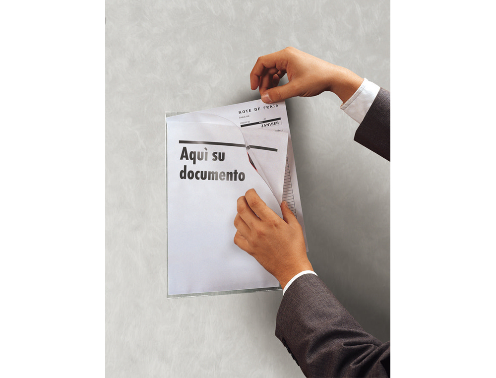 POCHE TARIFOLD KANG  FERMETURE AIMANTE PVC TRANSPARENT ANTIREFLETS 20/100E A4 MURAL DOS REPOSITIONNABLE SACHET 5U