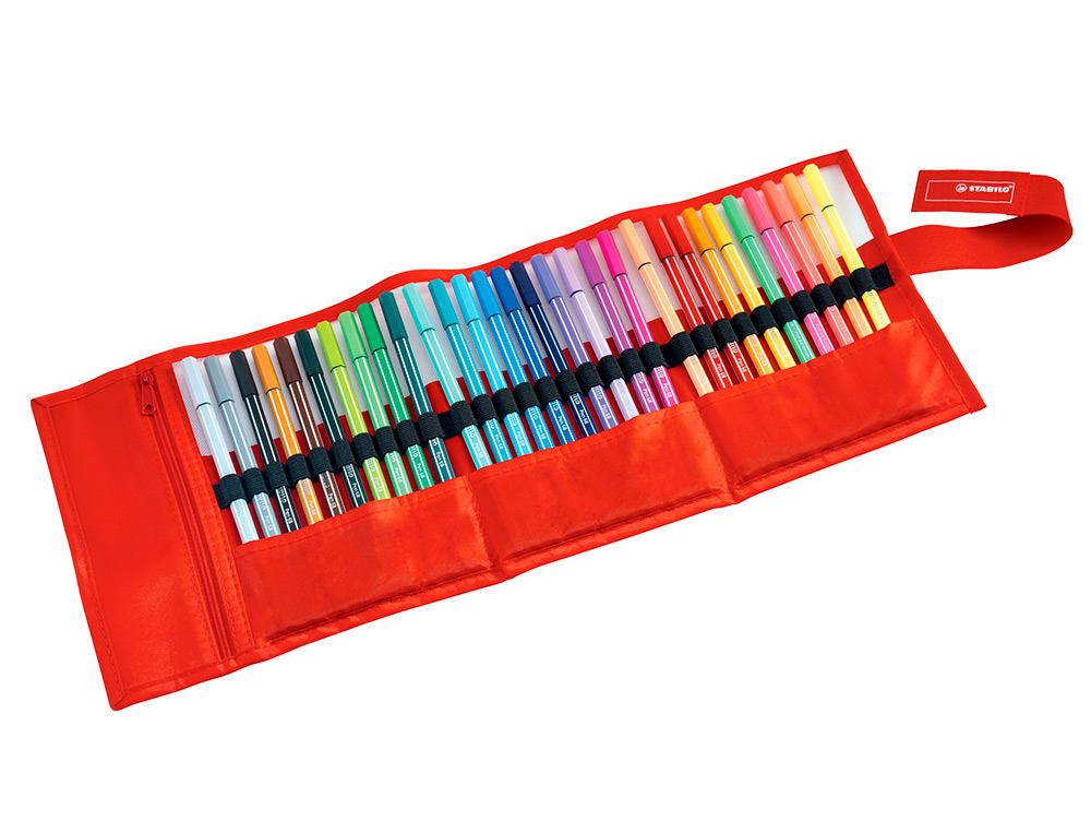 FEUTRE DESSIN STABILO PEN 68 POINTE MOYENNE OGIVE ROBUSTE POCHETTE DE 30 UNITÉS DONT 6 FLUOS