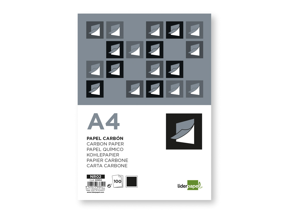 PAPIER CARBONE LIDERPAPEL FILM NOIR FORMAT A4 BOTE DE 100 FEUILLES