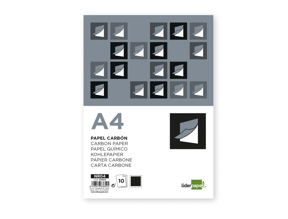 PAPIER CARBONE LIDERPAPEL FILM NOIR FORMAT A4 BOÎTE DE 10 FEUILLES
