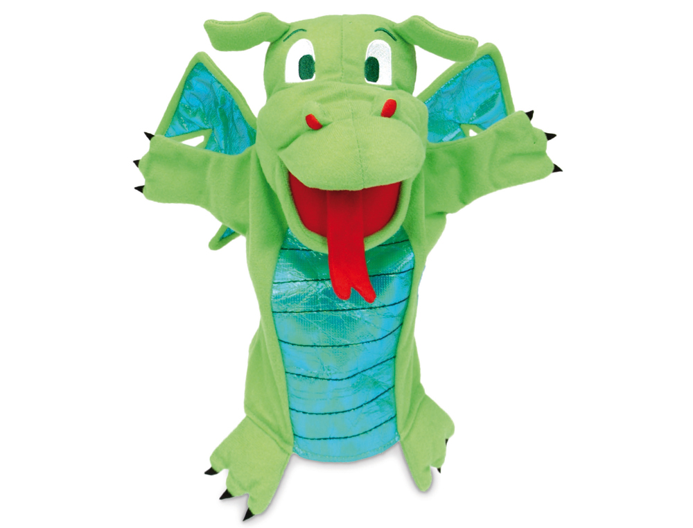 MARIONNETTE FIESTA CRAFTS EN TISSU POUR MAIN ET DOIGTS DRAGON VERT 17X33CM
