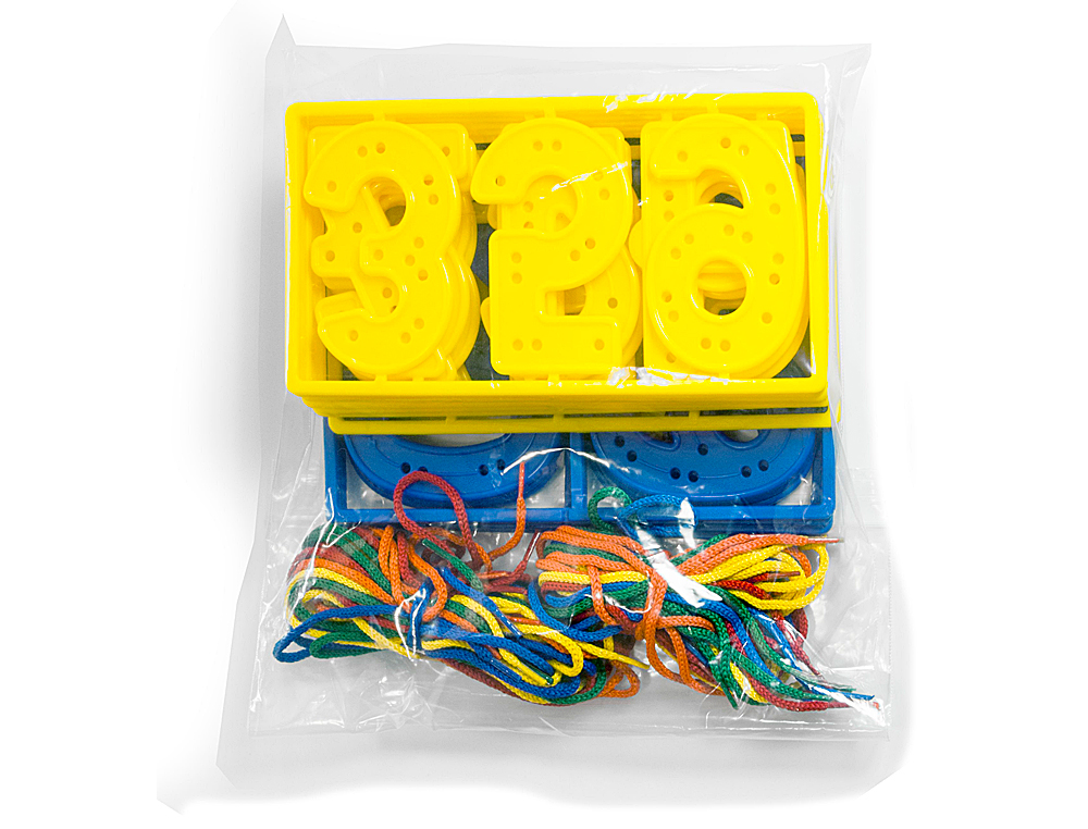 JEU MINILAND NUMÉROS POUR COUDRE 7CM 40 PIÈCES + 20 CORDONS