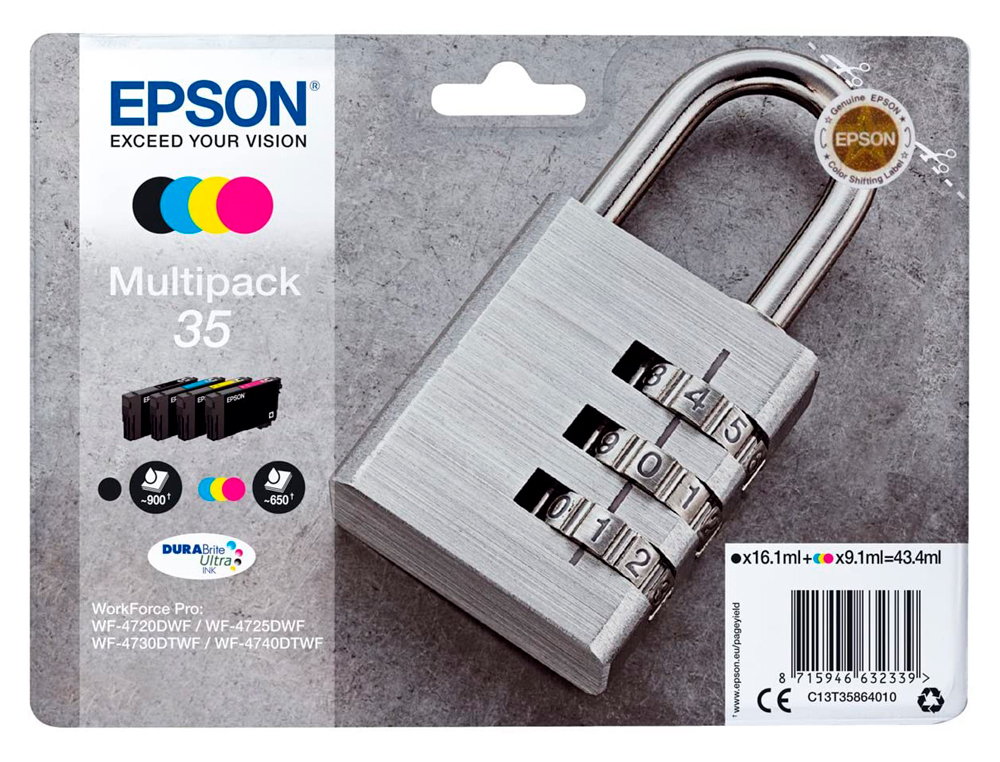 CARTOUCHE EPSON 35 CADENAS T3586 MULTIPACK COLORIS NOIR CYAN MAGENTA JAUNE