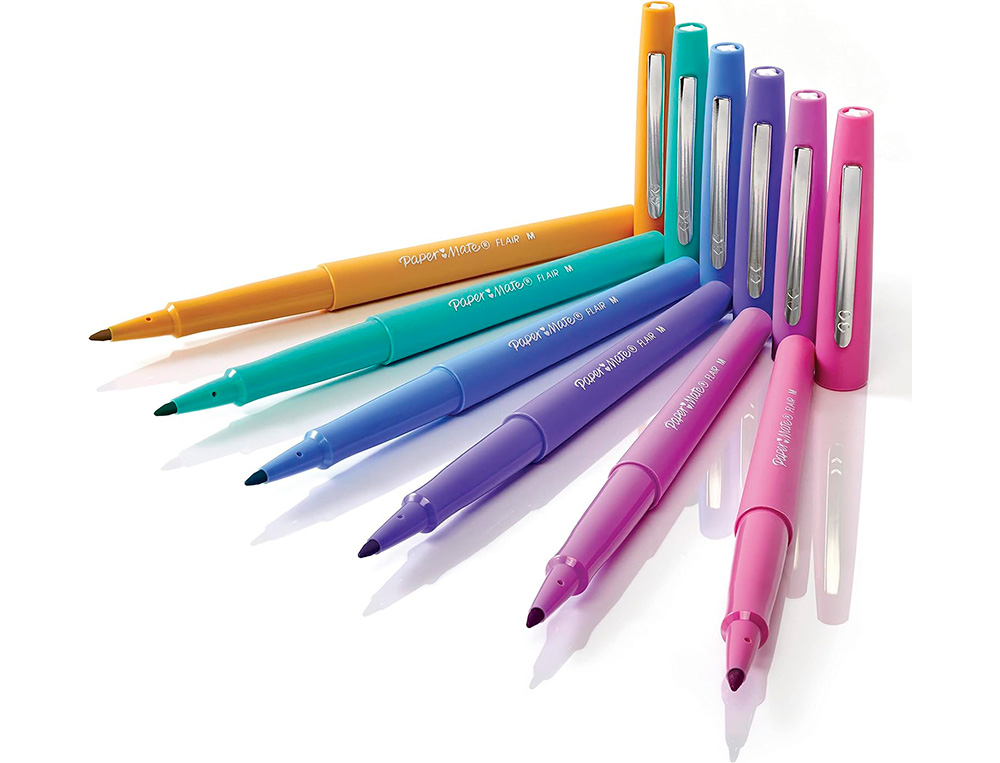 STYLO-FEUTRE PAPER MATE FLAIR ORIGINAL POINTE MOYENNE 1 MM LONGUE DURÉE DE VIE POCHETTE 6  COLORIS TROPICAL