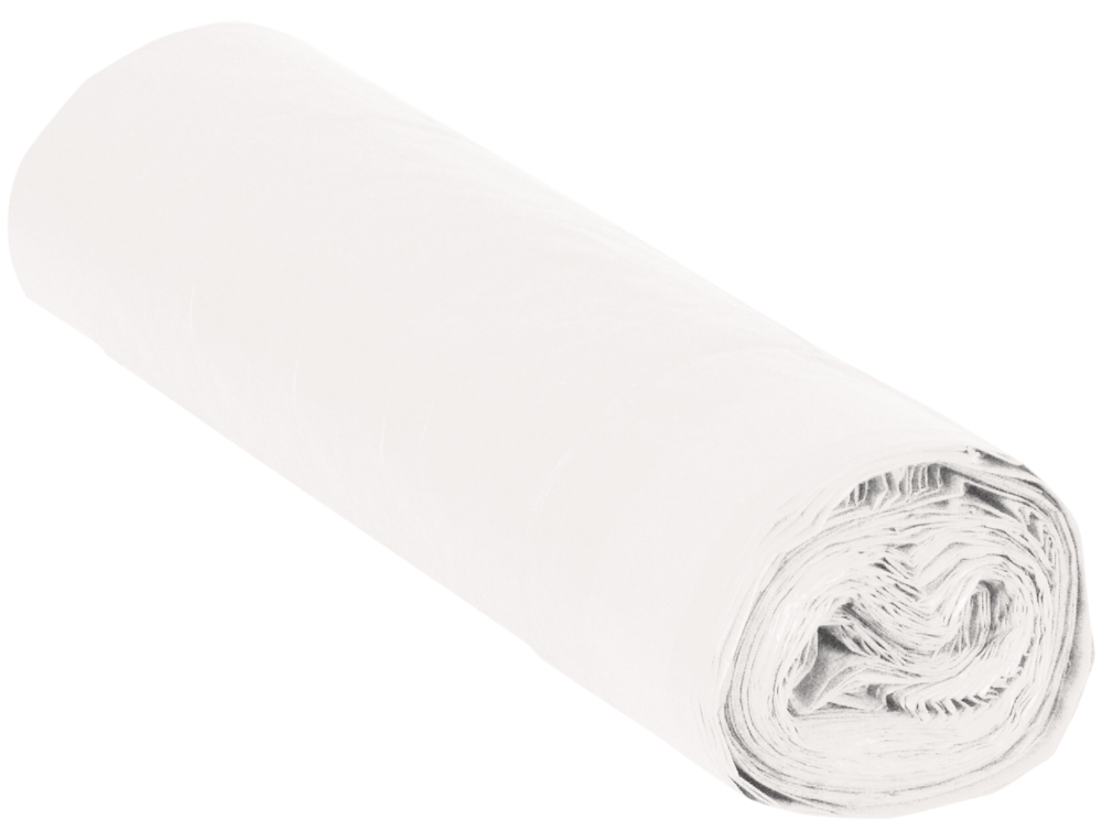 SAC POUBELLE DOMESTIQUE 52X60CM CALIBRE 70 CAPACITÉ 20L COLORIS BLANC ROULEAU 20 UNITÉS