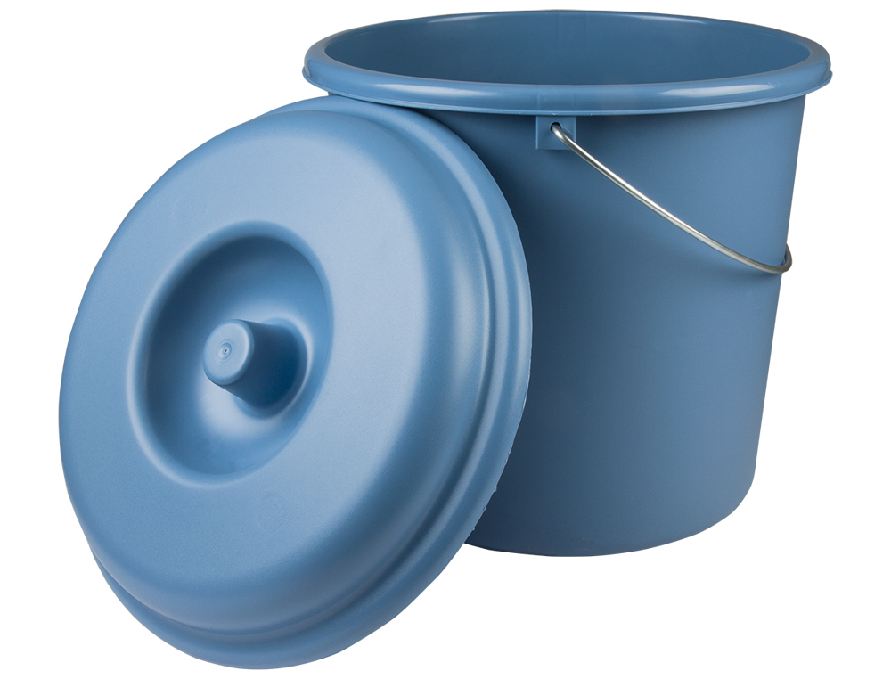 POUBELLE PLASTIQUE RÉSISTANT COUVERCLE POIGNÉE MÉTALLIQUE UTILISE SACS 52/55X60CM 23L COLORIS BLEU