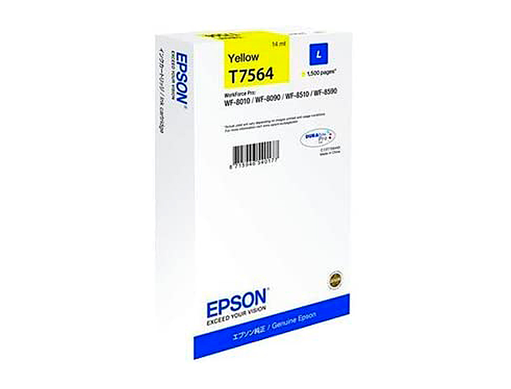 CARTOUCHE JET ENCRE EPSON T7563 HC ORIGINAL C13T75634010 COULEUR JAUNE