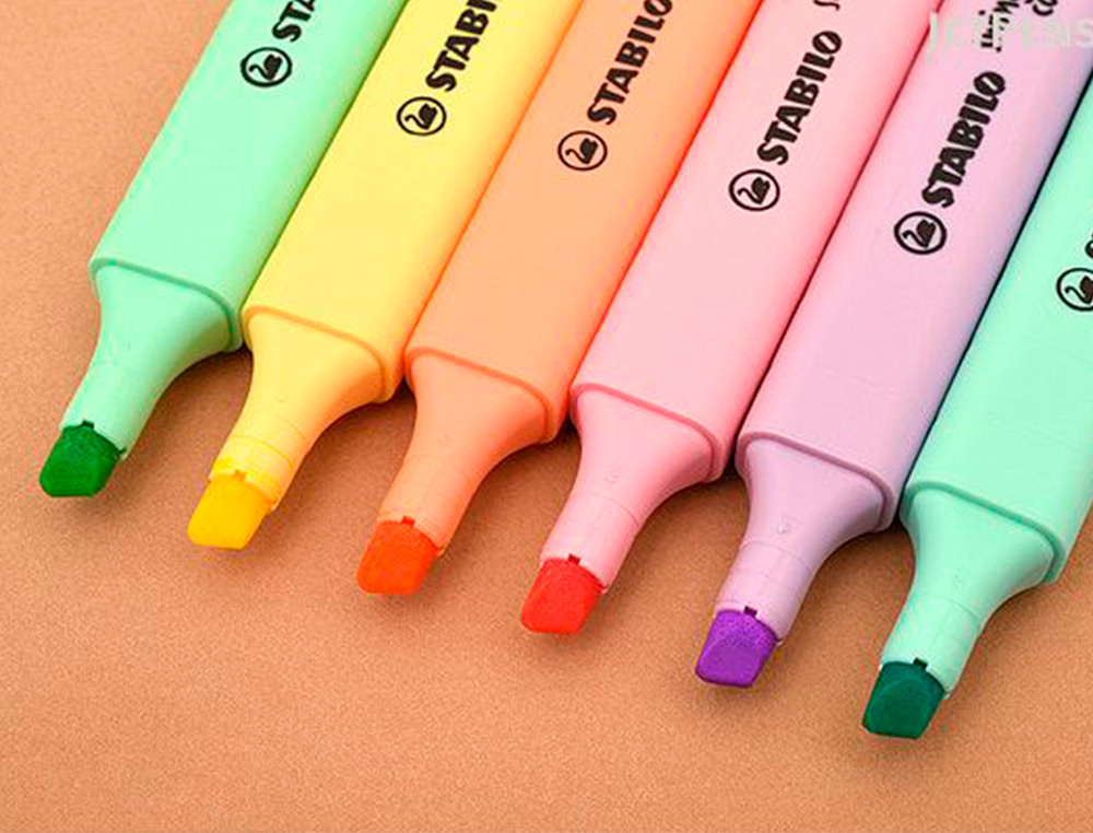SURLIGNEUR STABILO SWING COOL PASTEL MODLE DE POCHE AVEC AGRAFE TRAC 1/4MM POCHETTE 6 COLORIS ASSORTIS