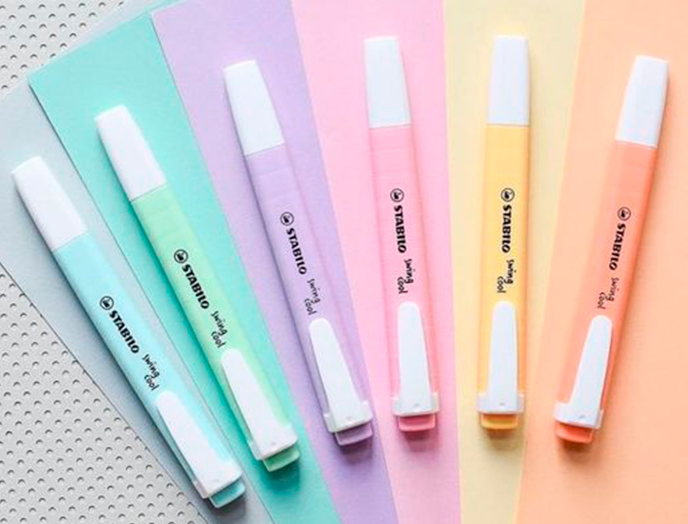 SURLIGNEUR STABILO SWING COOL PASTEL MODLE DE POCHE AVEC AGRAFE TRAC 1/4MM POCHETTE 6 COLORIS ASSORTIS