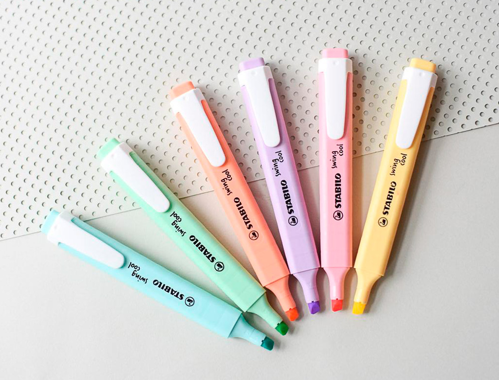 SURLIGNEUR STABILO SWING COOL PASTEL MODLE DE POCHE AVEC AGRAFE TRAC 1/4MM POCHETTE 6 COLORIS ASSORTIS
