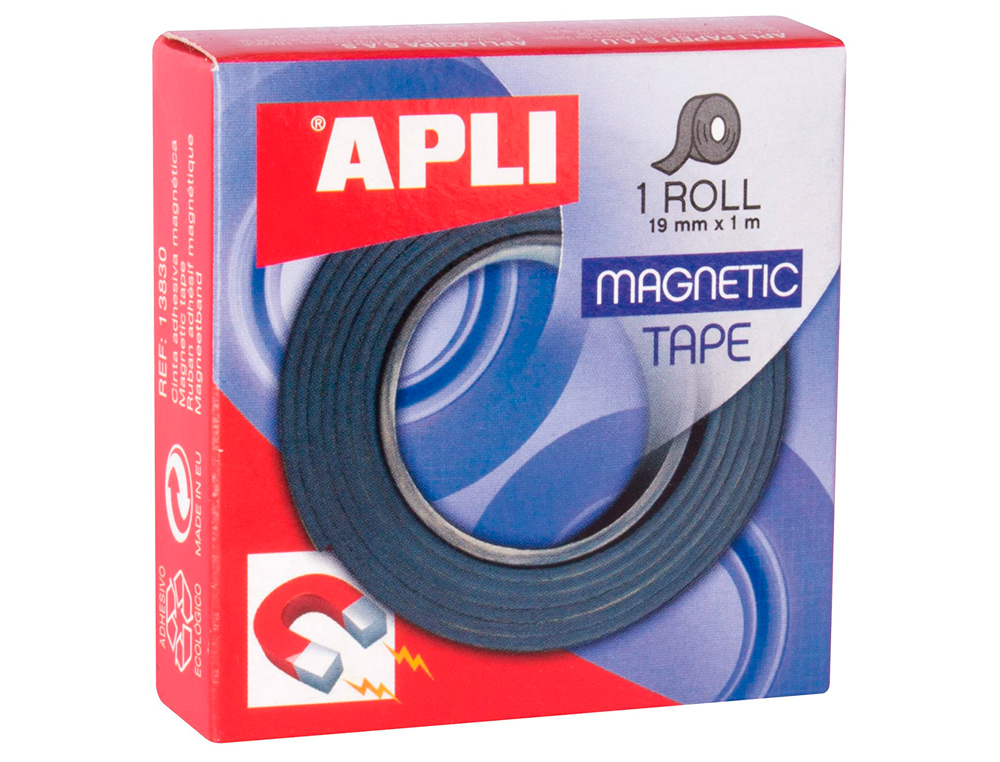 RUBAN MAGNÉTIQUE APLI ADHÉSIF PERMANENT 19MMX1M