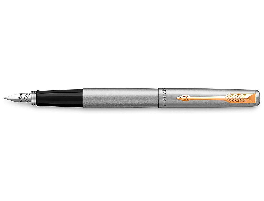 STYLO-PLUME PARKER JOTTER ACIER GT PLUME M GB INCLUT 2 CARTOUCHES ENCRE BLEUE
