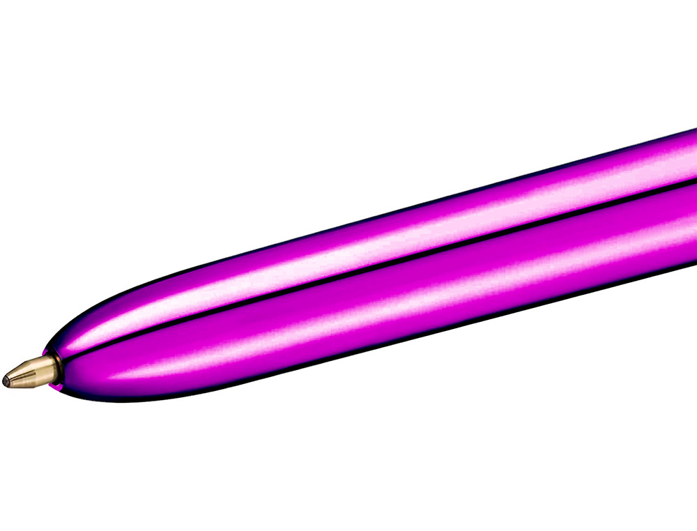 STYLO-BILLE BIC 4 COULEURS SHINE POINTE 1MM CRITURE MOYENNE CORPS VIOLET MTALLIS BRILLANT