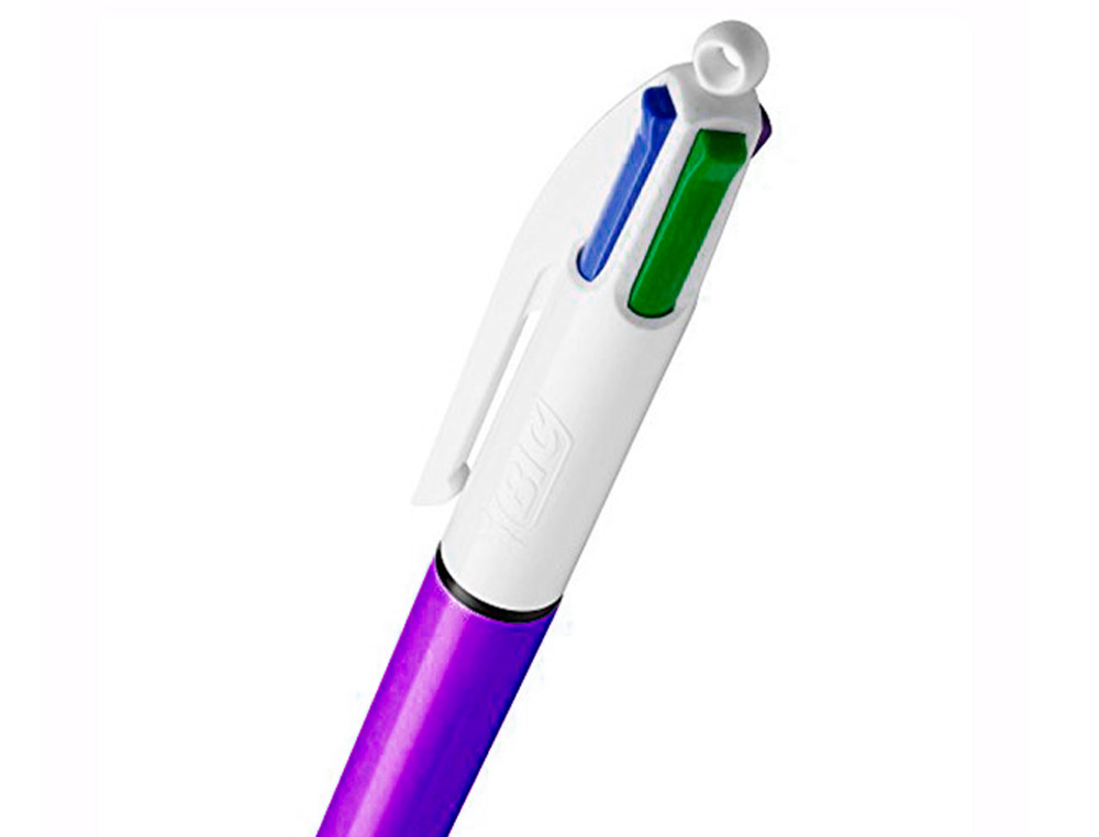 STYLO-BILLE BIC 4 COULEURS SHINE POINTE 1MM CRITURE MOYENNE CORPS VIOLET MTALLIS BRILLANT